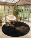 Plush Oasis Collection Area Rug - Serenity (Jet Black) Round Jet Black  lifestyle 86