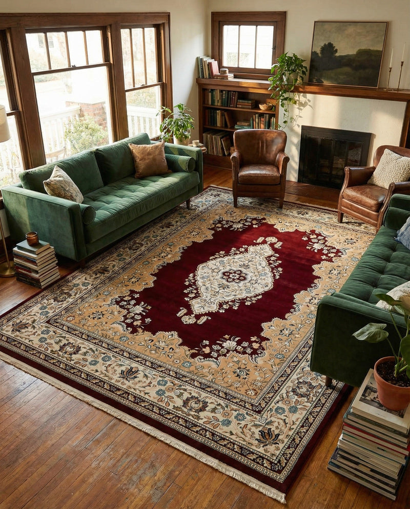Persian Elegance Collection Area Rug - Isfahan Rectangle Burgundy  lifestyle 24