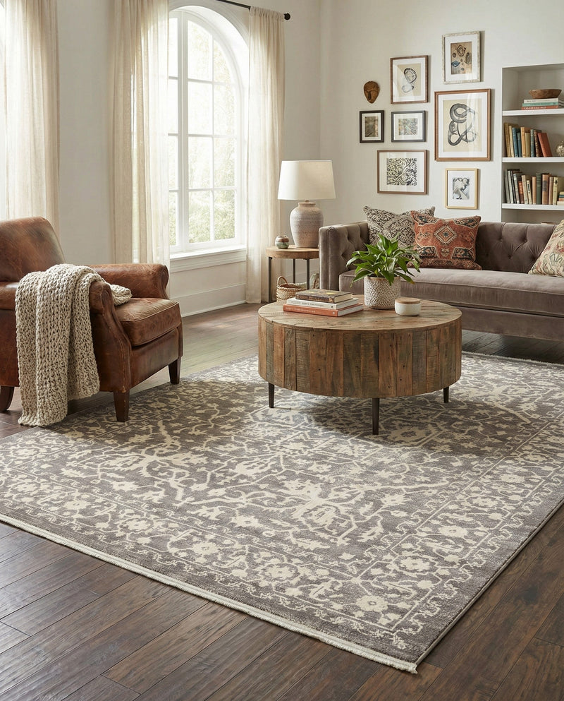 Rustic Charm Revival Collection Area Rug - Farmstead Rectangle Light Gray  lifestyle 45