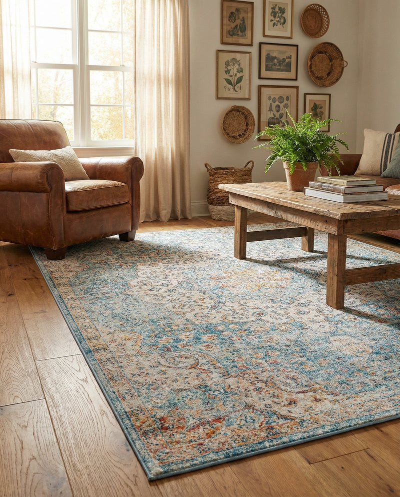 Coastal Haven Collection Area Rug - Seabreeze (Blue) Rectangle Blue  lifestyle 18