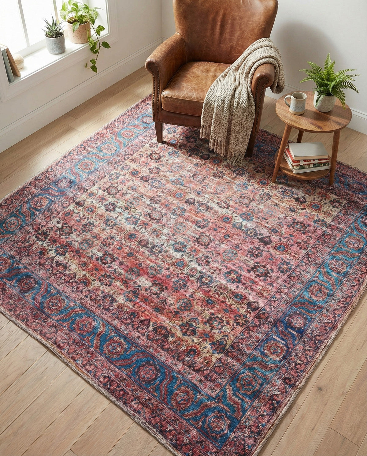 Zahara Oasis Collection Area Rug -  Meknes Square Antique Pink  lifestyle 87