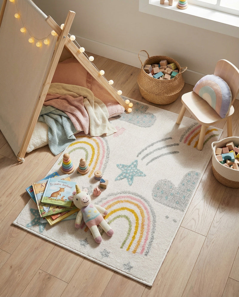 Wonder Tykes Collection Area Rug -  Pixel Rectangle Ivory  lifestyle 22