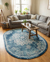 Beverly Grove Collection Area Rug - Melrose (Navy Blue) Oval Navy Blue  lifestyle 68