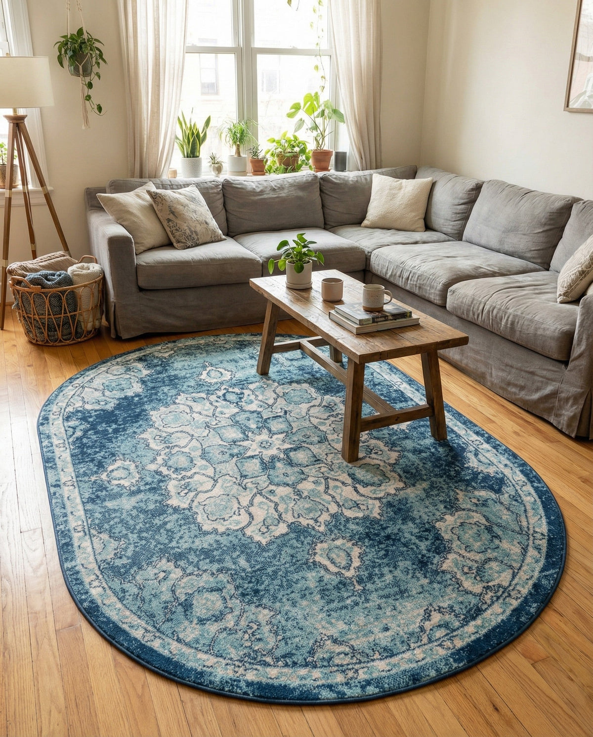 Beverly Grove Collection Area Rug - Melrose (Navy Blue) Oval Navy Blue  lifestyle 68