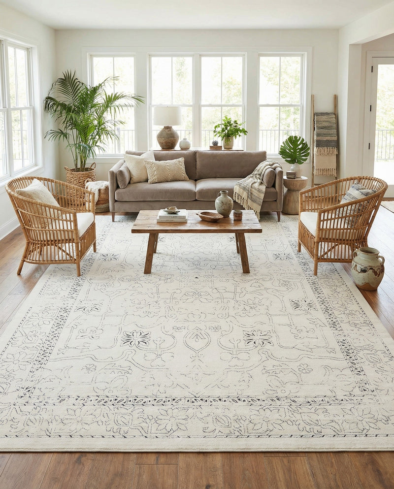 Savannah Soiree Collection Area Rug -  Everglade (White) Rectangle White  lifestyle 14