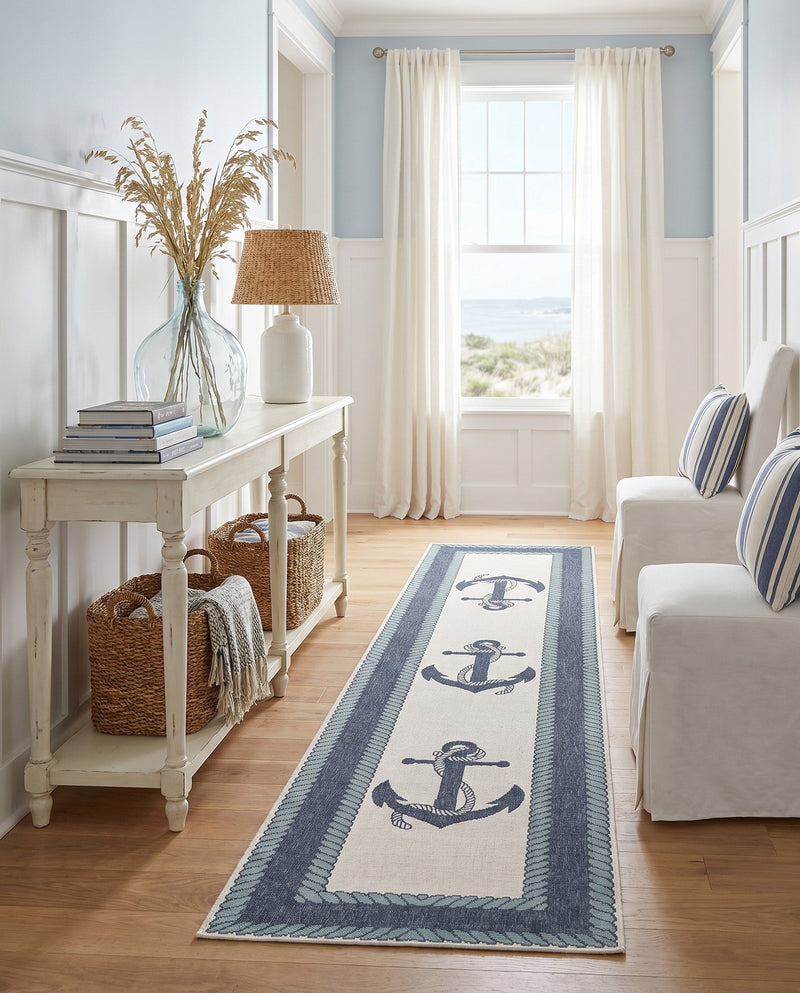 Seaside Haven Rugs Collection Area Rug -  Coralreef Runner Navy Blue  lifestyle 85