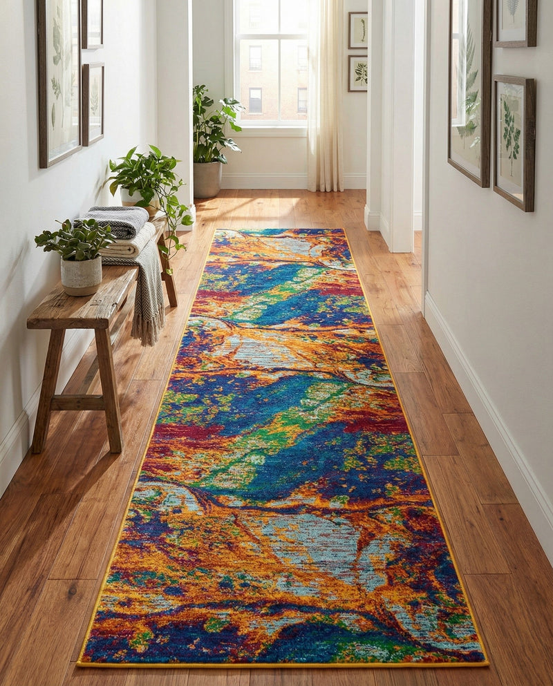 Caribbean Cove Collection Area Rug -  Bequia Runner Multi  lifestyle 50