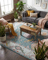 Arcadia Rugs Collection Area Rug - Eden (Gray and Blue) Rectangle Gray and Blue  lifestyle 16