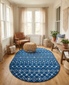 Mediterranean Lattice Collection Area Rug - Santorini (Navy Blue) Oval Navy Blue  lifestyle 51
