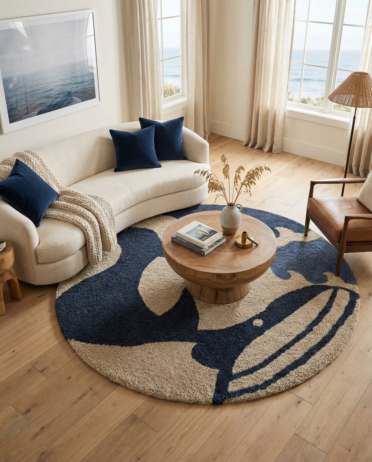 Briarwood Looms Collection Area Rug -  Glenridge Round Navy Blue and Ivory  lifestyle 3