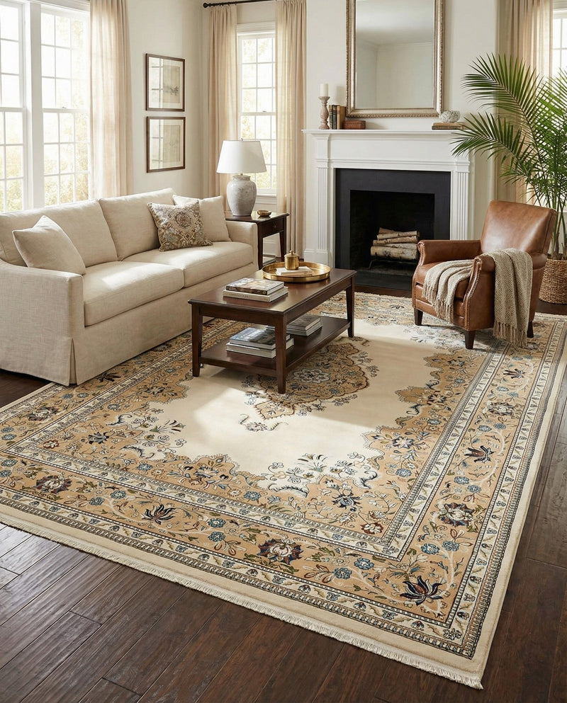 Persian Elegance Collection Area Rug - Isfahan Rectangle Cream  lifestyle 27