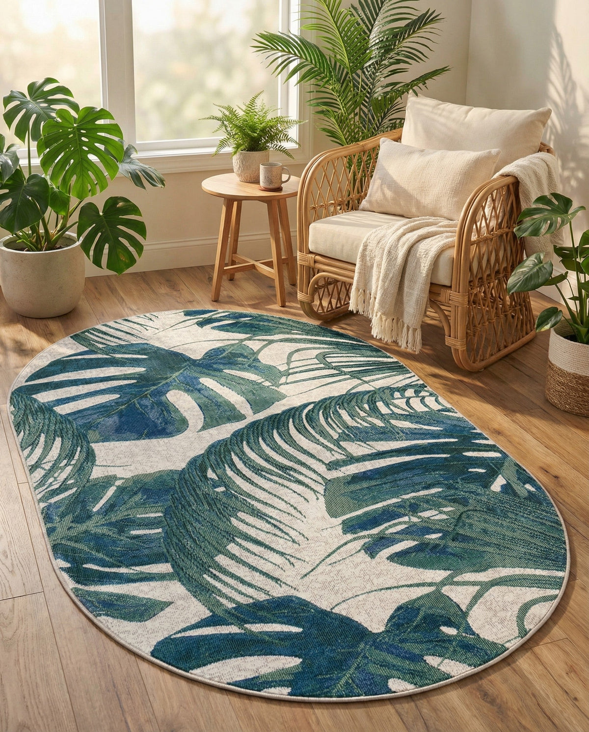 Meadow Breeze Collection Area Rug -  Clover Oval Ivory  lifestyle 84