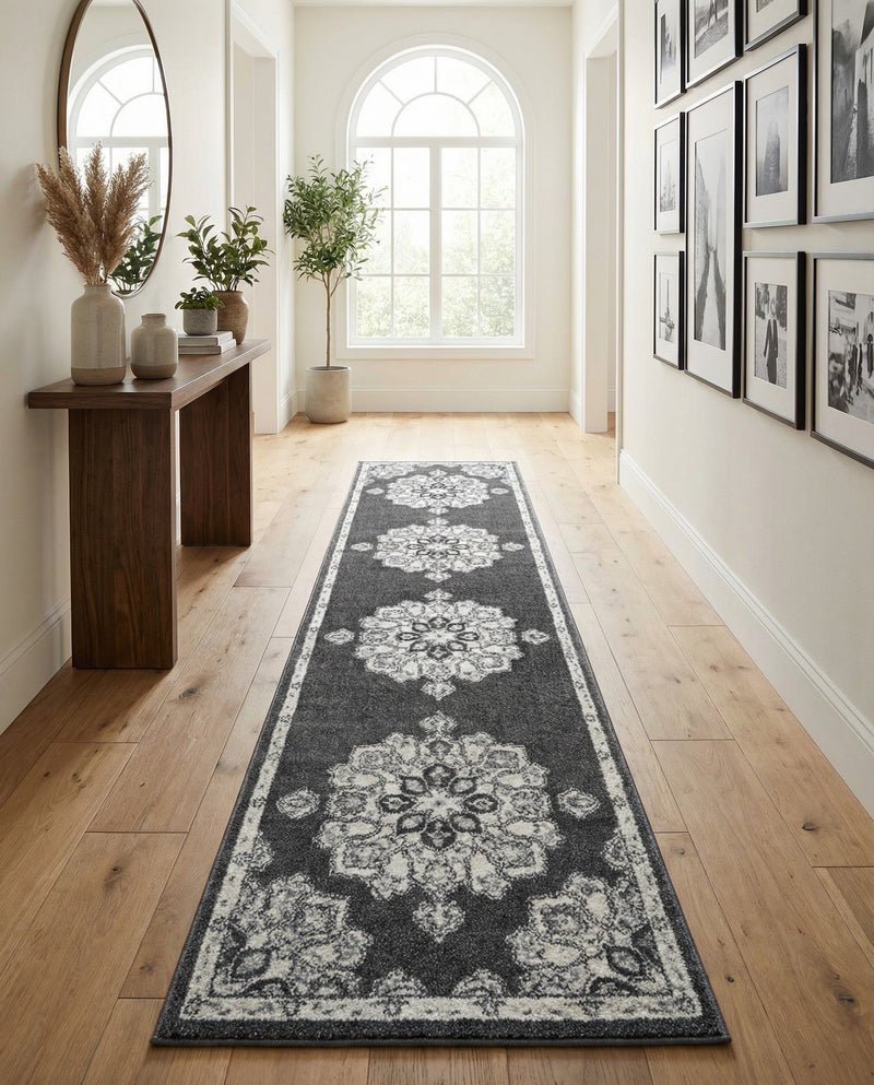 Beverly Grove Collection Area Rug - Melrose (Charcoal) Runner Charcoal  lifestyle 66