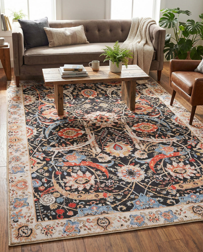 Heritage Elegance Collection Area Rug -  Topkapi Rectangle Black  lifestyle 45