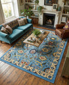 Tabriz Tapestry Collection Area Rug - Sahand (Blue) Rectangle Blue  lifestyle 6
