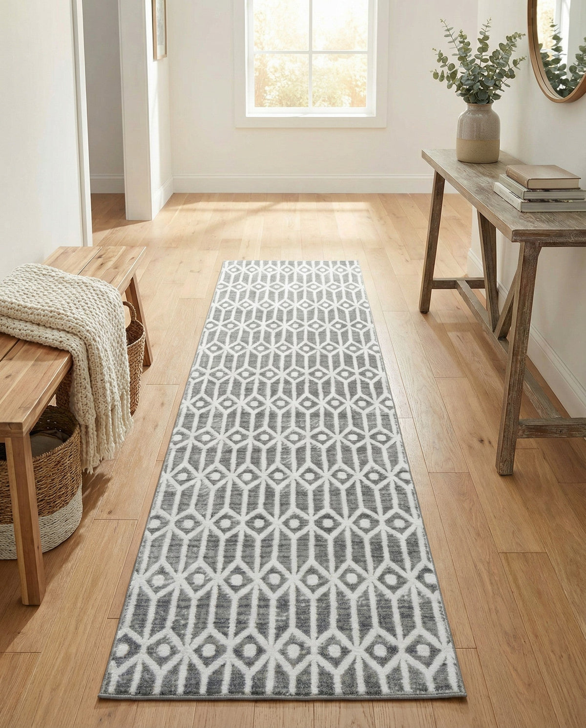 Garden Maze Retreat Collection Area Rug -  Mazeview Runner Gray  lifestyle 115