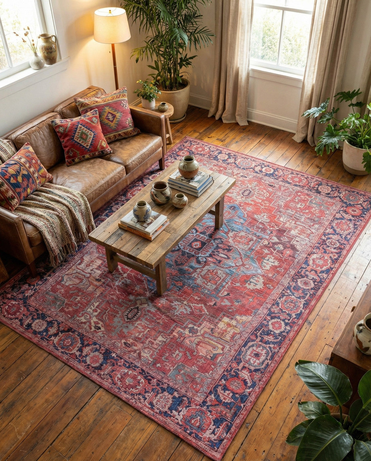 Zahara Oasis Collection Area Rug -  Essaouira Rectangle Rust Red  lifestyle 22