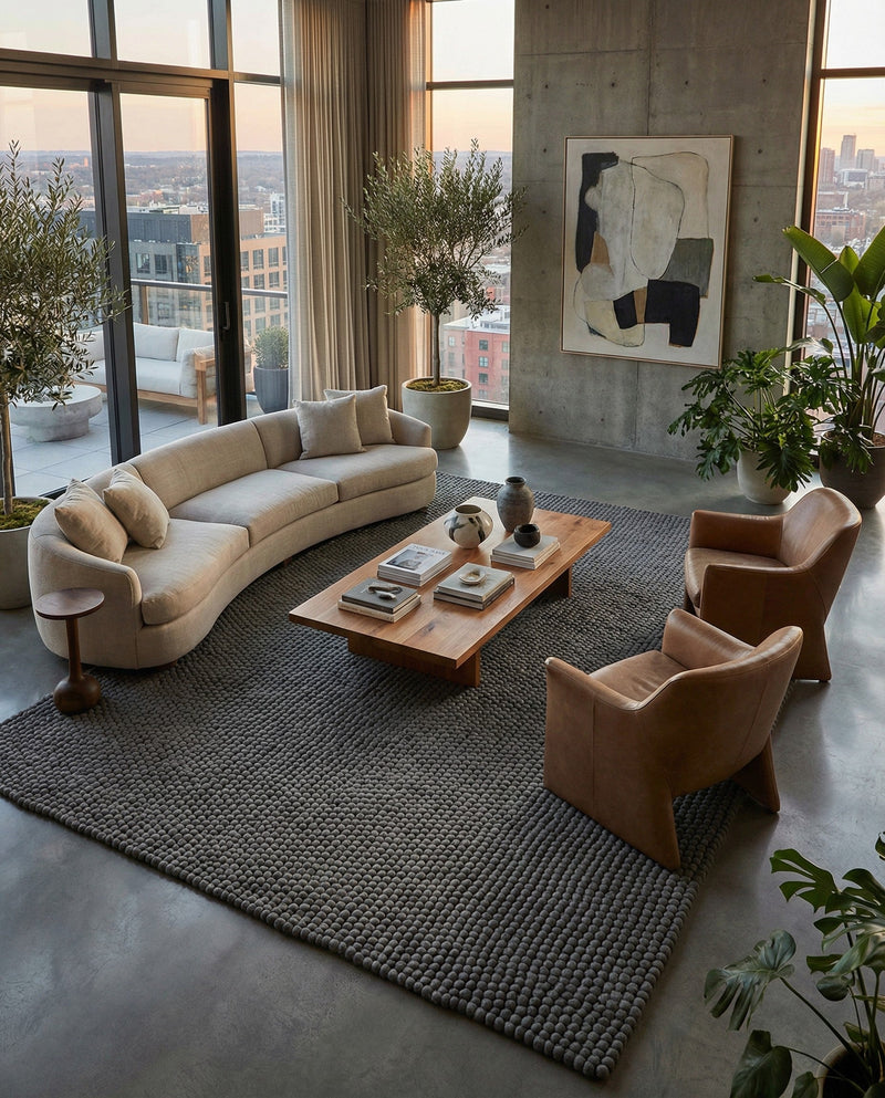 Woolen Sphere Collection Area Rug - Orbsburg (Gray) Rectangle Gray  lifestyle 24
