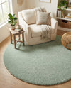 Solid Shag Seaside Collection Area Rug - Azure Cove (Light Blue) Round Sea Salt Blue  lifestyle 25