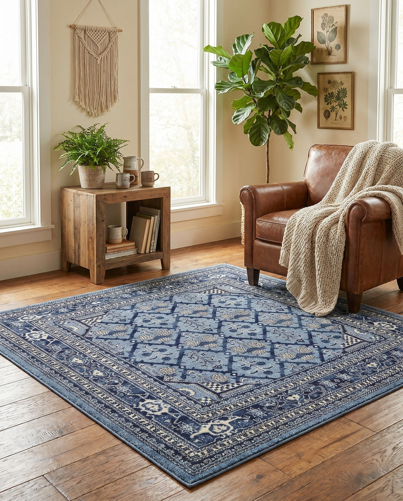 Horizon Collection Area Rug -  Aurora Square Blue  lifestyle 56