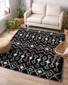 Berber Lattice Shag Collection Area Rug - Atlas (Black and White) Square Black and White  lifestyle 55