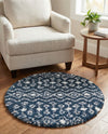 Berber Lattice Shag Collection Area Rug - Atlas (Navy Blue) Round Navy Blue  lifestyle 64