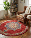 Eden Oasis Collection Area Rug -  Tranquility (Burgundy) Round Burgundy  lifestyle 52