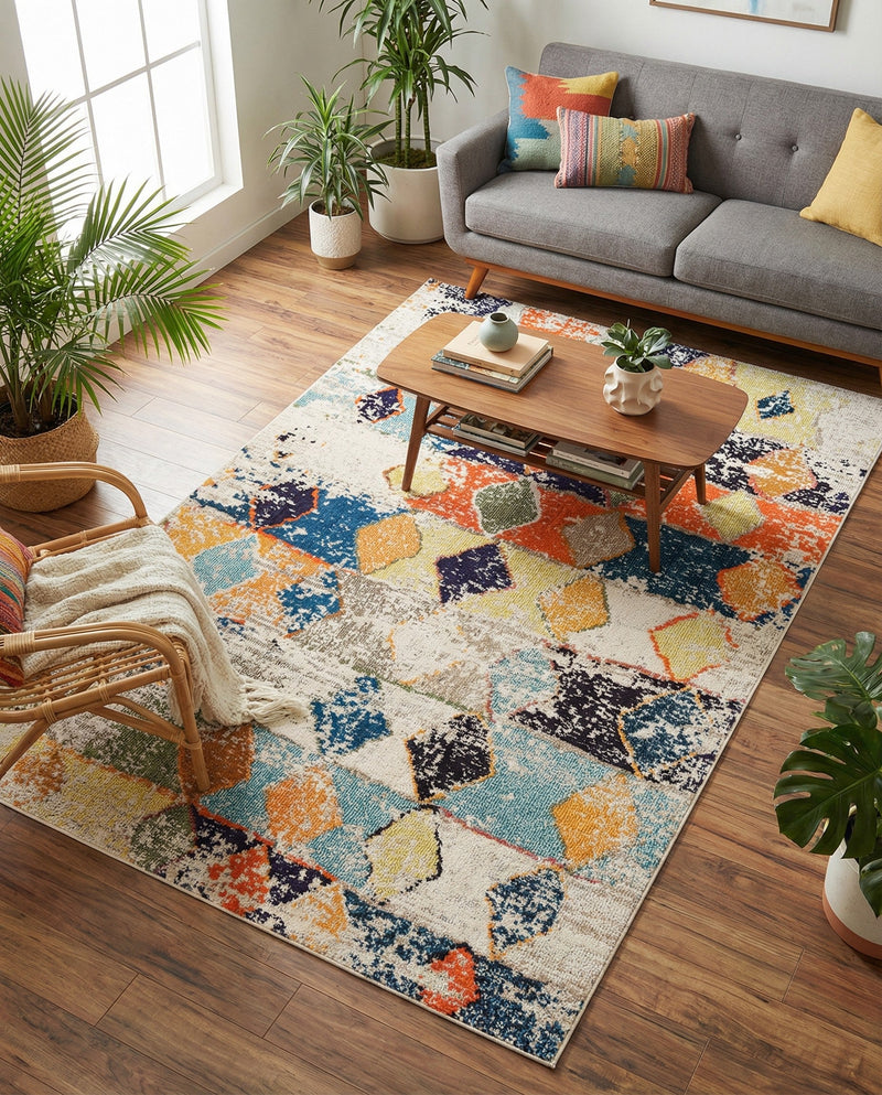Colorburst Oasis Collection Area Rug -  Marina Rectangle Ivory  lifestyle 8