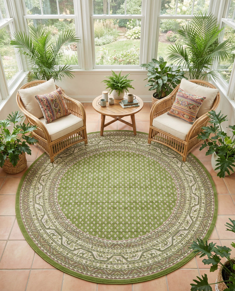 Soho Elegance Collection Area Rug -  Mercer (Green) Round Green  lifestyle 51