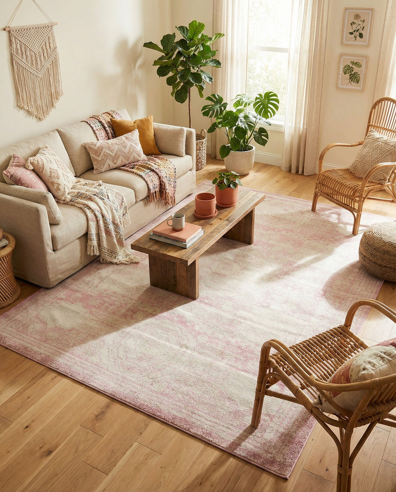 Dover Terrace Collection Area Rug -  Lagoon (Pink) Rectangle Pink  lifestyle 5