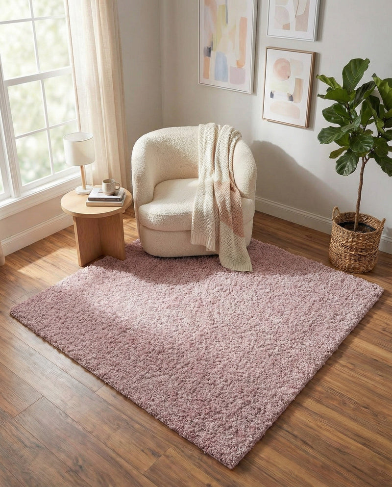 Cozy Comfort Shag Collection Area Rug - Haven (Pink) Square Pink  lifestyle 44