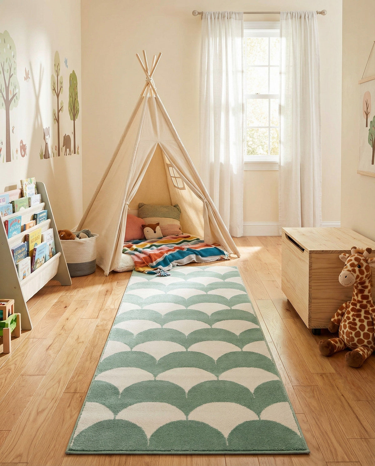 Wonder Tykes Collection Area Rug - Sparklewood Runner Soft Green  lifestyle 151