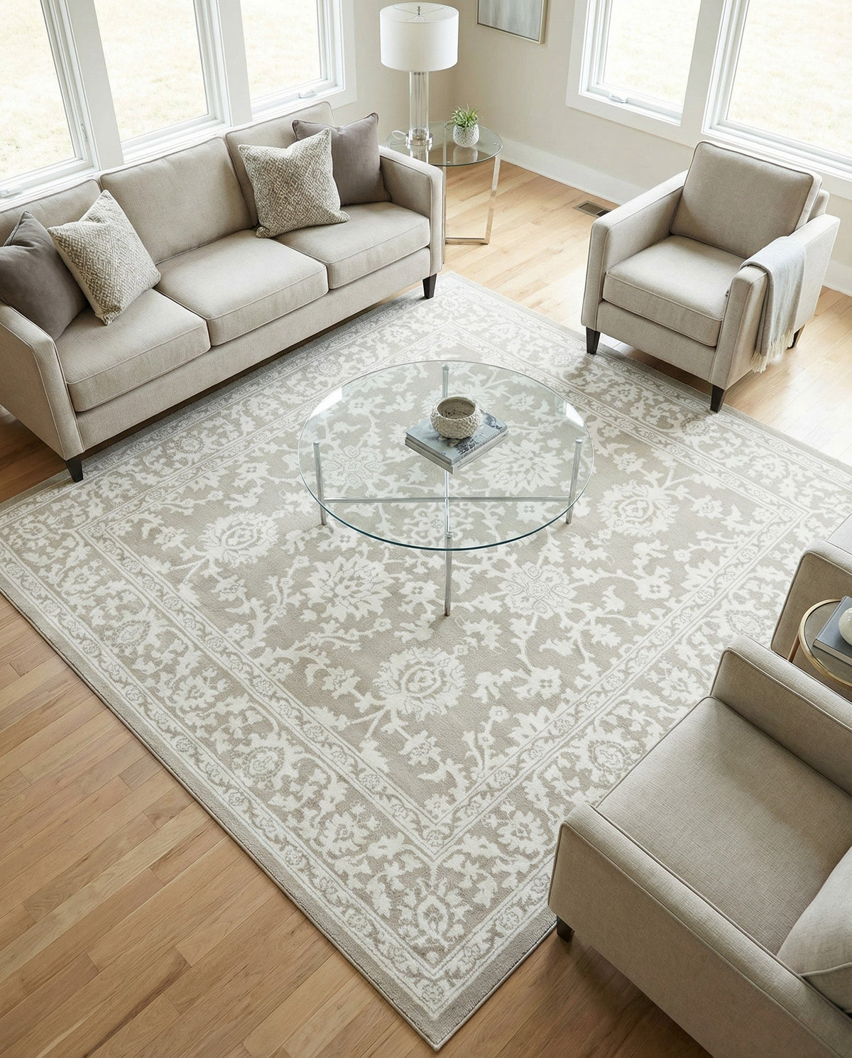 Savannah Elegance Collection Area Rug - Augusta (Light Gray) Square Light Gray  lifestyle 103
