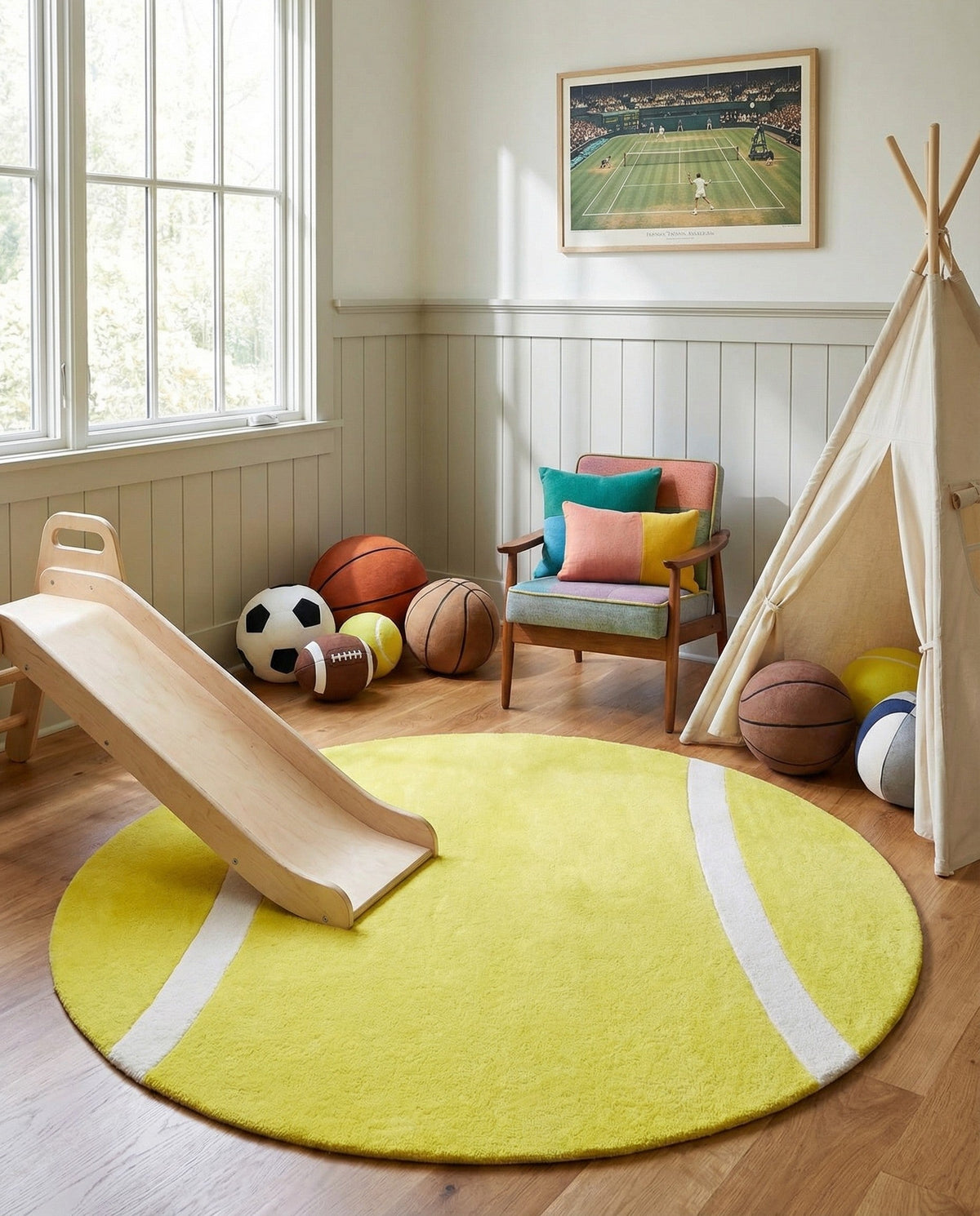 Whimsy Wonders Wool Collection Area Rug -  Tundra Round Yellow  lifestyle 5