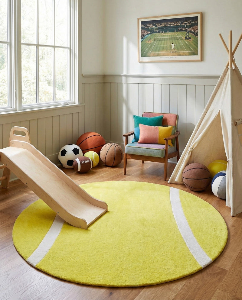 Whimsy Wonders Wool Collection Area Rug -  Tundra Round Yellow  lifestyle 5