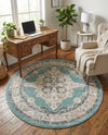 Beverly Grove Collection Area Rug -  Fairfax (Aqua) Round Aqua  lifestyle 67