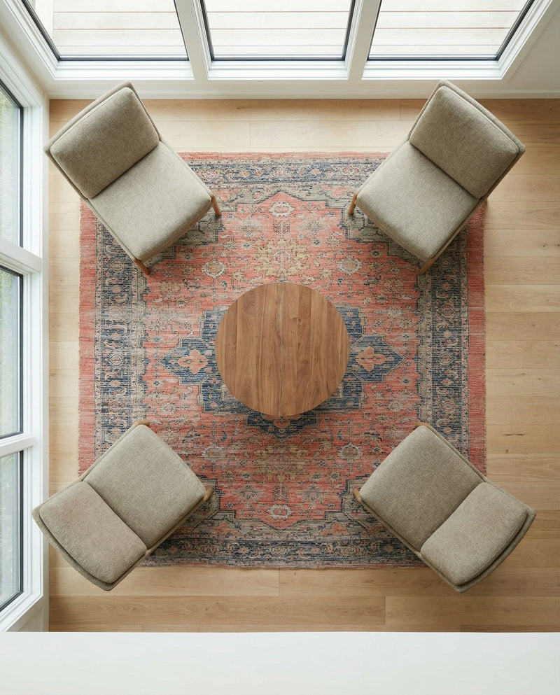 Savannah Threads Collection Area Rug -  Negev Square Antique Red  lifestyle 48