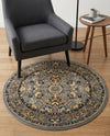 Isfahan Elegance Collection Area Rug - Naghsh-e Jahan (Gray) Round Gray  lifestyle 59