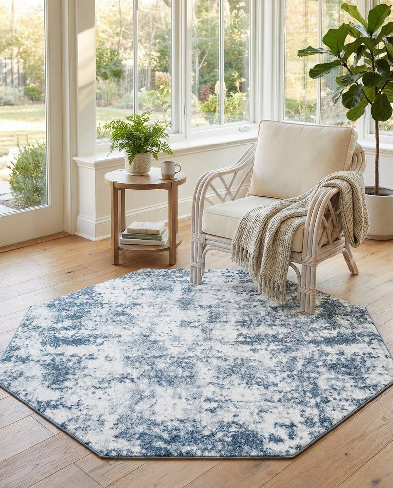 Luminara Sands Collection Area Rug - Elysium (Vintage Blue) Octagon Vintage Blue  lifestyle 42