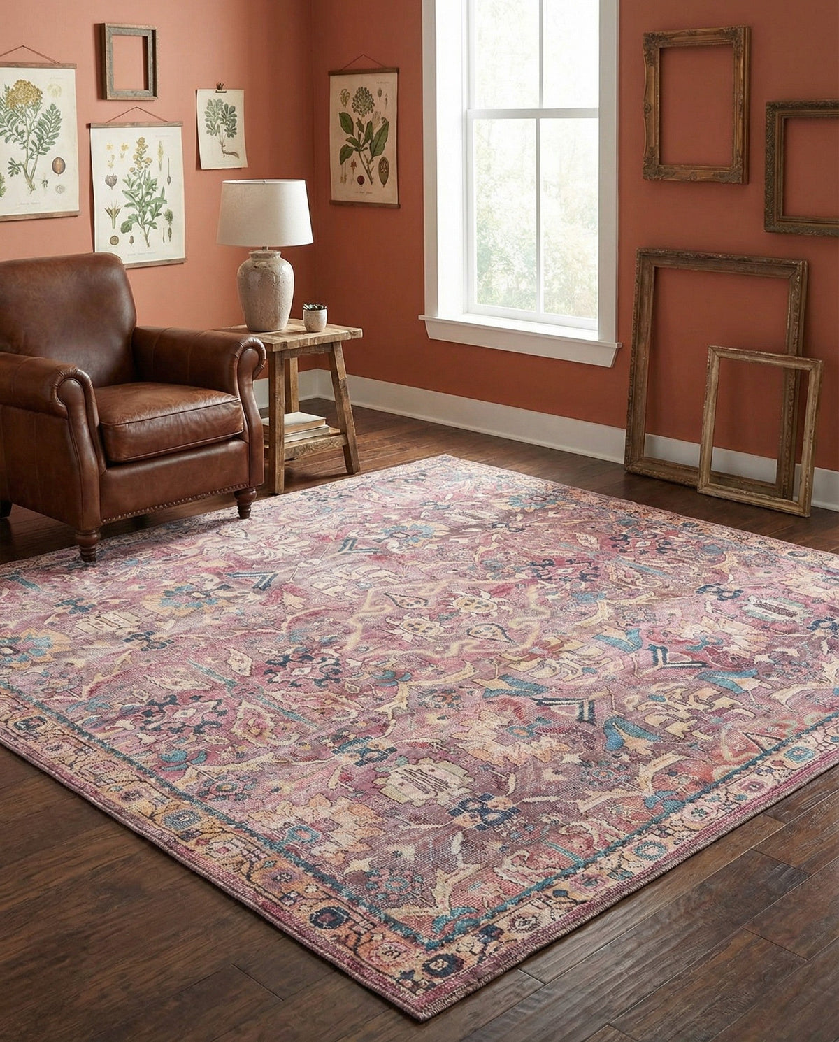 Vintage Memories Collection Area Rug -  Memories Square Pink  lifestyle 107