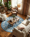 Charleston Elegance Collection Area Rug -  Seaport (Blue) Round Blue  lifestyle 71