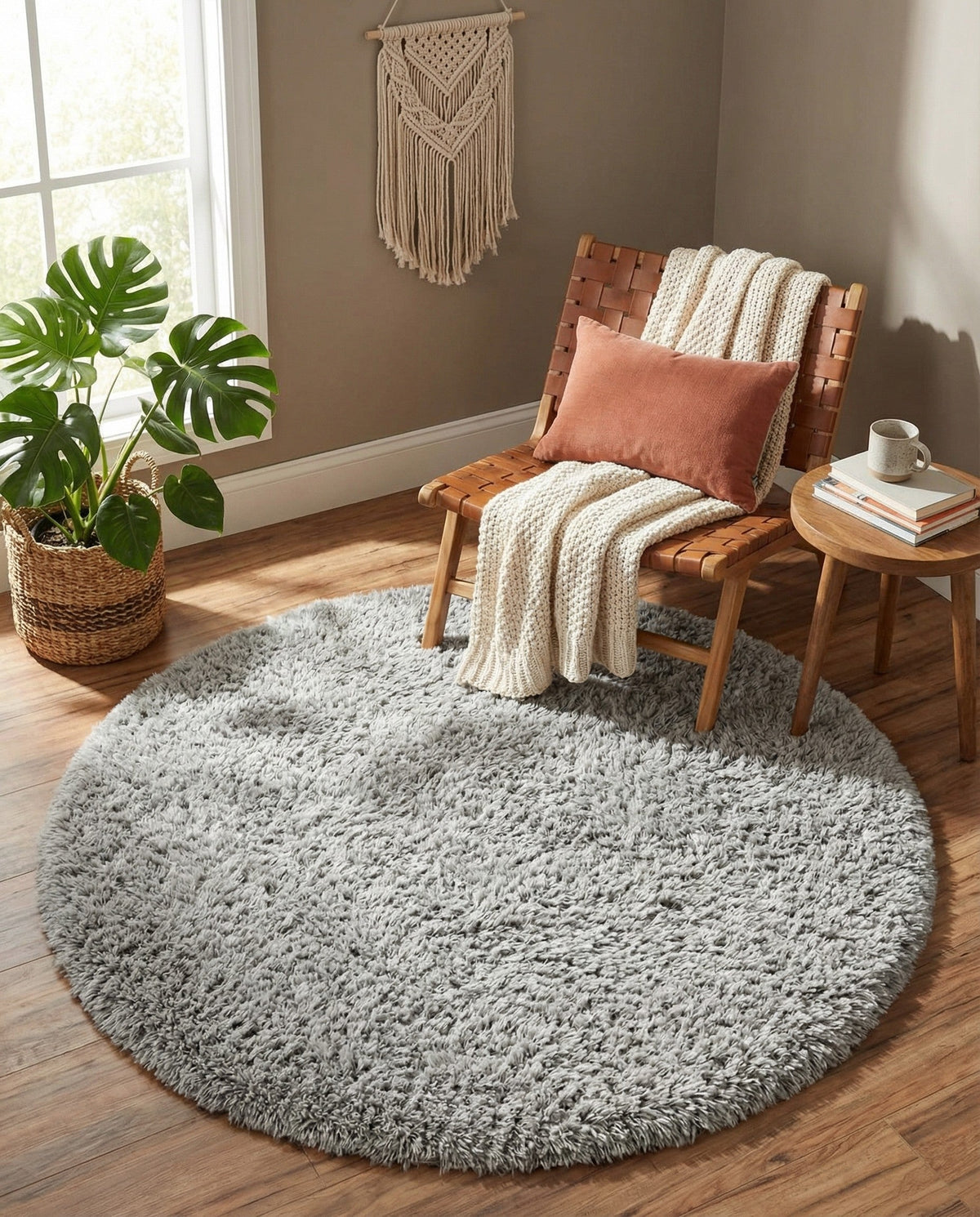 Eternal Plush Oasis Collection Area Rug -  Tranquility (Ash) Round Ash  lifestyle 60