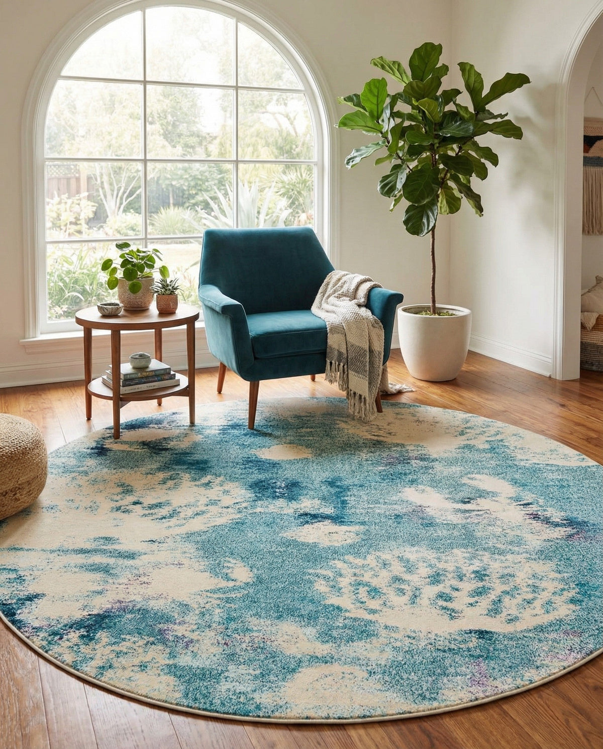 Sorrento Shores Collection Area Rug -  Vico Round Light Blue  lifestyle 45