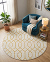 Hollywood Luxe Collection Area Rug - Sunset (White Gold) Round White Gold  lifestyle 50