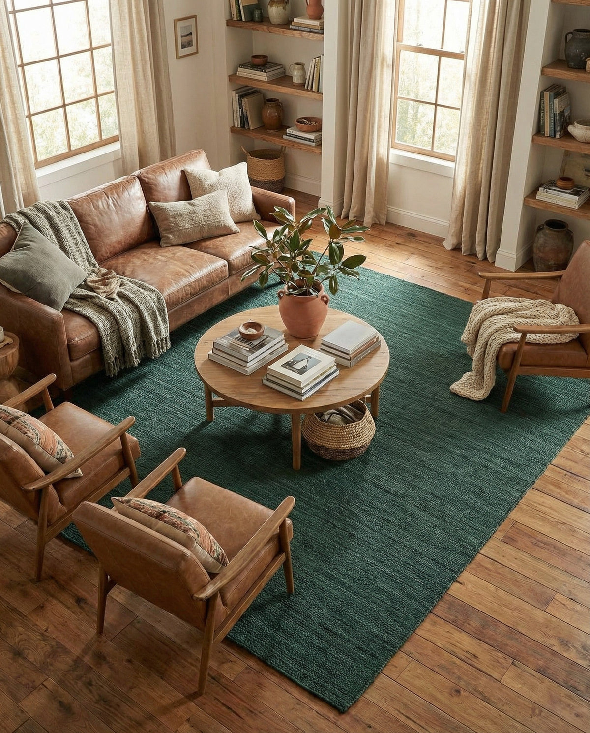 Woven Seaside Jute Collection Area Rug - Martha's Rectangle Green  lifestyle 27