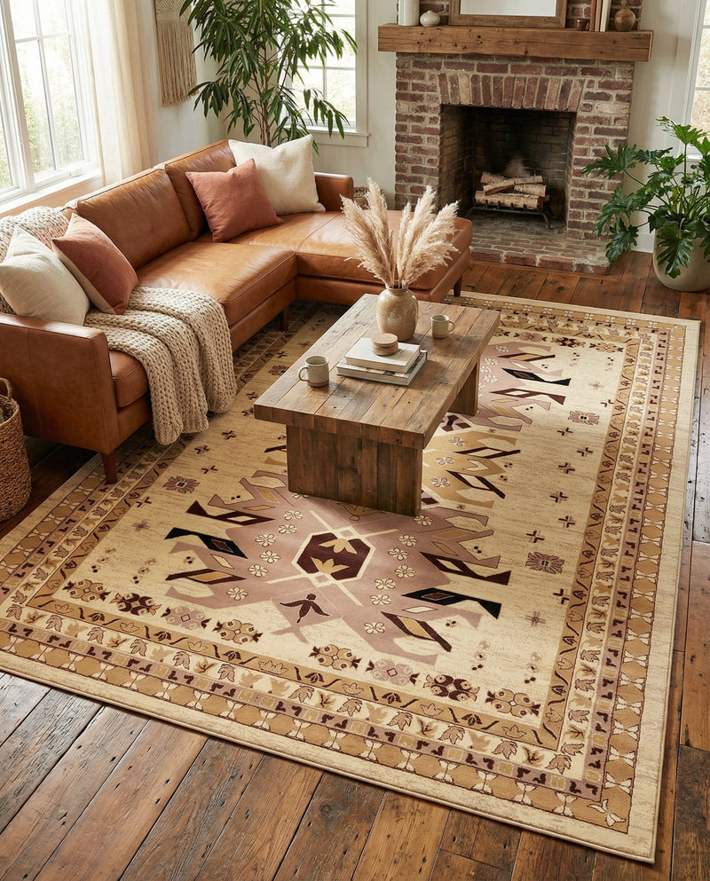 Tabriz Tapestries Collection Area Rug - Azerbaijan (Ivory) Rectangle Ivory  lifestyle 20