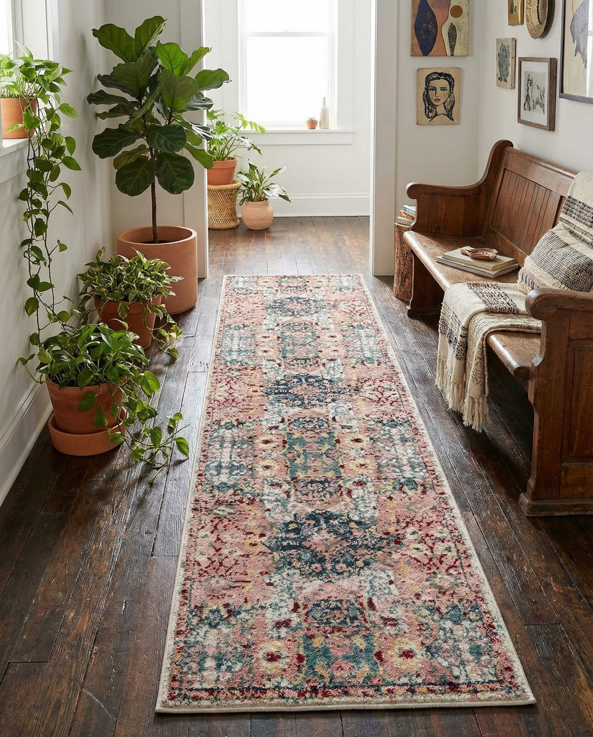 Savannah Elegance Collection Area Rug -  Azalea Runner Pink  lifestyle 131