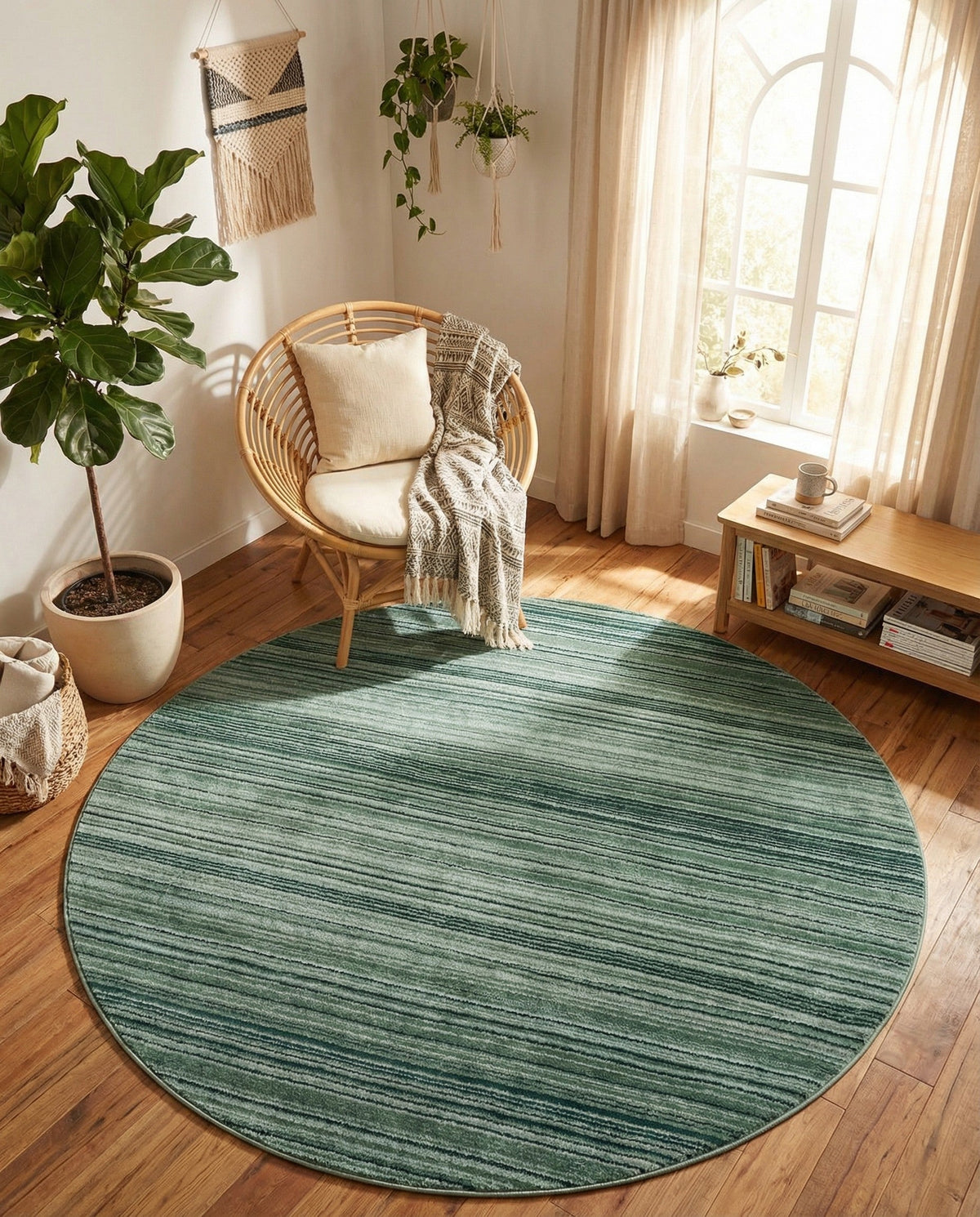 Jewel Oasis Collection Area Rug - Sapphire (Green) Round Green  lifestyle 109