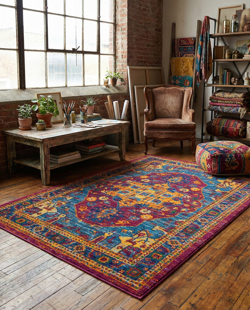 Caribbean Cove Collection Area Rug -  Canouan Rectangle Pink Blue  lifestyle 13