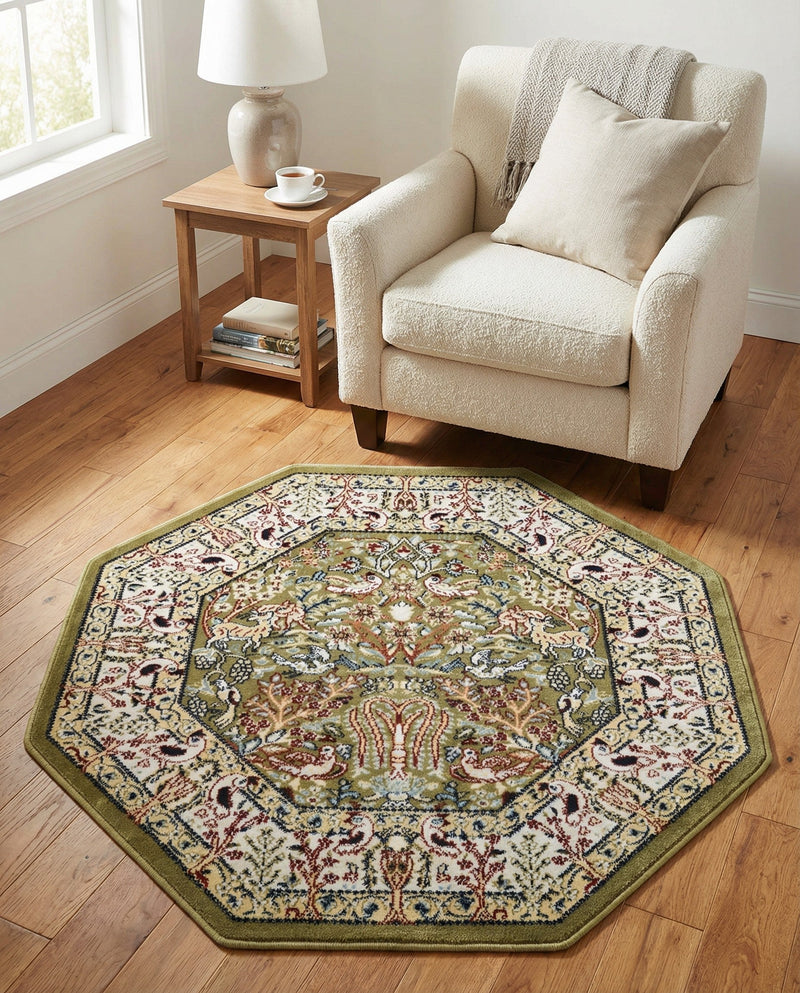 Persian Elegance Collection Area Rug -  Kerman (Green) Octagon Green  lifestyle 84